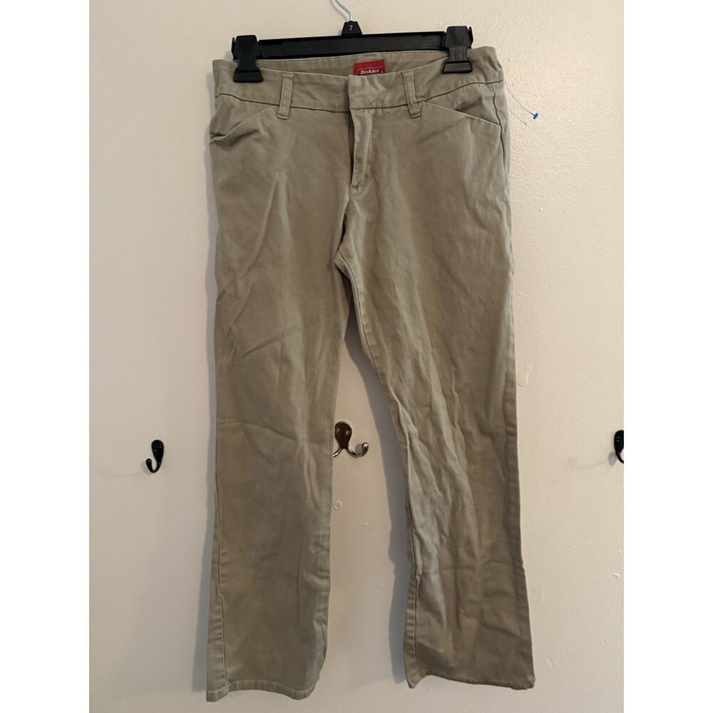 Dickies Womens Khaki Work Pants Size 9 Stretch Straight Leg Uniform Casual
